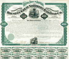 Houston and Great Northern Railroad Co. - $1,000 Bond signed by Galusha Aaron Gr picture