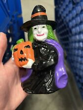 Vintage EASTER UNLIMITED Pull Back Halloween Witch Toy w/ Jack O Lantern picture