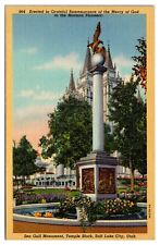 Vintage Sea Gull Monument, Temple Block, Salt Lake City, UT Postcard picture