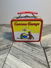 Vintage Collectible 1998-Curious George-Mini Tin Metal Lunch Box W Handle & Clip picture