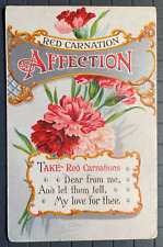 Vintage Victorian Postcard 1918 Red Carnation - Affection picture