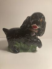 VINTAGE Black Cocker Spaniel Dog Ceramic Figurine Statue 7.5” Hand Painted picture