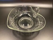 Vintage - Heart Shaped Glass Dish with Handle and Floral Design - A2 picture