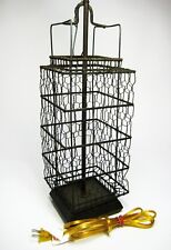 UPCYCLED REPURPOSED WIRE CAGE INDUSTRIAL FOLK COUNTRY FARMHOUSE STEAMPUNK LAMP picture