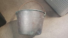 Antique Solid Copper Bucket / Pail w/ Wrought Iron Handle picture