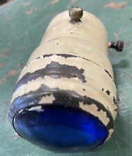 Vintage Chippy Salvaged Blue Lense Theater Looking Metal Can Light No Wiring picture