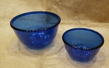 Vintage Aroroc French Cobalt Blue Mixing Bowls(2 sizes) Rolled Rim picture
