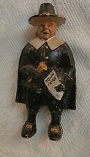Antique Hand Carved Wooden Man Pilgrim Town Crier picture