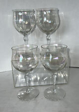 4 Iridescent Optic Wine Glasses Ribbed Stemware Set Of 4 Barware picture