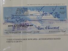 Moe Howard Three Stooges Signed Bank Check Autograph with Gallery of History COA picture