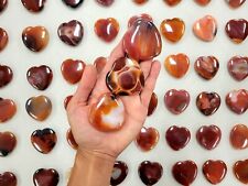 Carnelian Agate Heart Palm Stones Polished Crystal Worry Stone Pocket Stone picture
