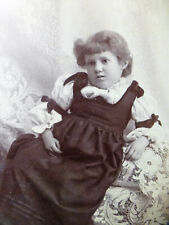 Cabinet Card Photo Little Girl Very Confident Reclining Pose Nice QUINCY IL picture