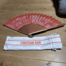 Christian Dior Folding Fan Red Dioliviera w/bag Rare picture