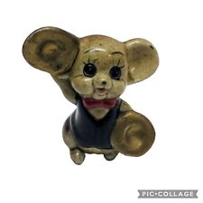 Vintage Ardco Anthropomorphic Brown Mouse Red Bowtie Playing Golden Cymbals 2