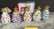 5 Mr Christmas 4.5” Ceramic Mini Christmas Tree Ornament Pastel Pink Blue Purple picture