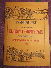 1928 Klickitat County Fair Premium List Goldendale WA  96 pages Great Condition picture