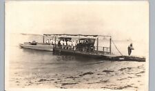 SAILORS ON CAR FERRY DOCK c1920s real photo postcard rppc navy battleships picture