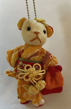 Japanese Chirimen Bear Doll Key Chain, Beautiful Detail, NEW picture