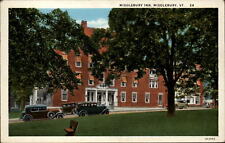 Middlebury Inn Vermont antique cars ~ 1938 vintage postcard picture