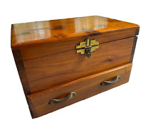 Antique Vintage Small Art Deco Cedar Wood Wooden Storage Trinket Jewelry Box picture
