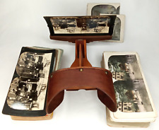 Vistascope Wood Stereoscope Viewer With 63 Stereoview Cards picture