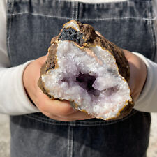 2.2LB Natural Pink Amethyst Geode Quartz Crystal Rough Mineral Healing TQS8963 picture
