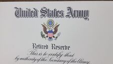 US Army Retired Reserve Certificate (Original Issue) picture