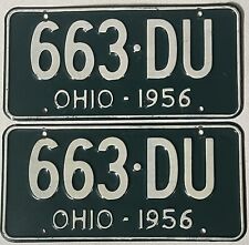 1956 Ohio License Plate Tag Pair 100% Original DMV CLEAR Wow 663•DU 6x12 OH picture