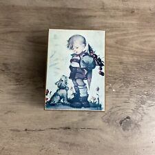 Hummel Music Box Vintage Boy , Puppy and Bag of Peaches Wooden Brown picture