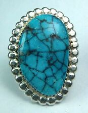 Navajo GEM KINGMAN SPIDERWEB Turquoise Ring MASSIVE Silver STATEMENT s9 sign DHW picture
