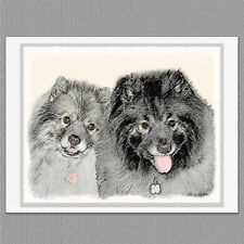 6 Keeshond Portrait Dog Blank Art Note Greeting Cards picture