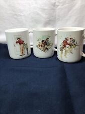 Vintage Norman Rockwell Coffee Mug Set Of 3 Museum Collection 1987  Enamel picture