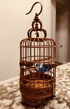 Vintage Rare Chinese Etched Bamboo Bird Cage Porcelain Feed Bowls Hand Made picture