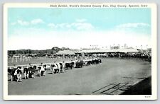 Spencer Iowa~Clay County Fair Stock Exhibit~Young Men With Big Cows~Tents~1939  picture