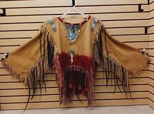 3XL HAND CRAFTED BEADED SMOKED ELK HIDE FRINGED NATIVE AMERICAN INDIAN SHIRT picture