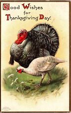 1910s Artist-Signed CLAPSADDLE Thanksgiving Postcard Turkeys JC7 picture