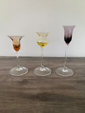 Set of 3 Vintage Lenox  Color Gems Long Stem Cordial Glasses Candlestick Holders picture
