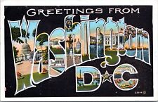 Large Letter Greetings from Washington DC - 1930 Posted white border Postcard picture