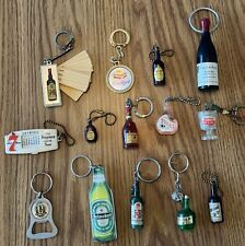 Keychain Lot Of 14 Liquor Themed Keyrings-Vintage-Modern-Fine Wine-Beer-Spirits picture