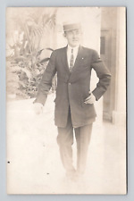 RPPC Distinguished Man in Suit, Vintage Real Photo F10 picture