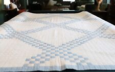 Vintage TRIPLE IRISH CHAIN Lt. Blue/ Cream/White Handmade Hand Stitched Quilt picture