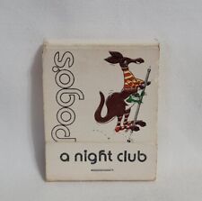 Vintage Pogo's Night Club Bar Kangaroo Matchbook Cover Kansas Advertising picture