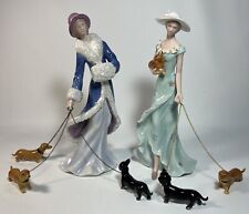 2 Danbury Mint Springtime Stroll, Winter Walk With Daschunds Figurines VNTG Rare picture