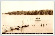 Wild Rose WI Bathing Beach~Diving Platform~Rowboat~Life Preserver RPPC 1940s picture