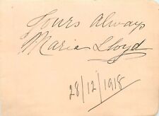 Vintage Signed Autograph Cut - English Music Hall Singer - Marie Lloyd 1918 picture