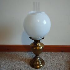 Brass Oil Lamp Veritas Duplex Milk Glass Paraffin with Shade Flume Chimney picture