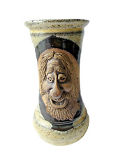 CAT STEVENSON Mug Tumbler Pottery Ugly Scary FACE Signed Vnt 78 FLAWED picture