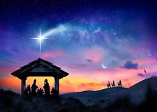 Fabric 5X3Ft Birth of Jesus Backdrop Manger Nativity Scene Backdrop Jesus Holy N picture