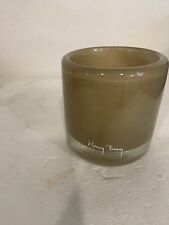 Vntg Henry Dean Votive Candle Holder Smoky Belgium Art Glass Signed See Photos picture