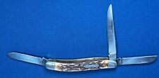 Schrade+ U.S.A. Uncle Henry Pattern 897UH 3 Blade Stockman Knife Staglon Scales picture